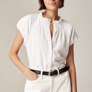 J.CREW Smocked Neck Top in Textured Gauze Small